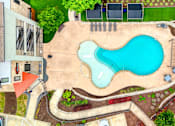 Thumbnail 54 of 72 - an aerial view of a swimming pool with a blue pool at Radius on Grove, Austin, TX, 78741