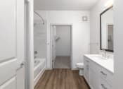 Thumbnail 28 of 65 - a renovated bathroom with a shower toilet and sink at Birdie on Woodland Greens, Texas