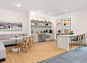 Thumbnail 64 of 72 - a living room with a kitchen and a dining table at Radius on Grove, Austin, TX