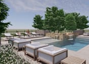 Thumbnail 1 of 41 - a resort style pool with a waterfall and lounge chairs at Villas of Mason Hills, Leander, TX