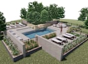 Thumbnail 2 of 41 - a backyard pool and spa with lounge chairs and a fire pit at Villas of Mason Hills, Leander, TX 78641
