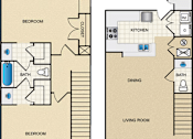 Thumbnail 18 of 35 - 2 bed 2 bath floorplan at Houston Street Townhomes Apartments, San Antonio