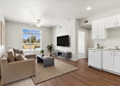 Thumbnail 16 of 18 - Living Room With TV at Mainline North Apartments - Santa Clara, CA, Santa Clara, 95054