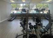 Thumbnail 4 of 17 - a gym with a lot of exercise equipment and windows at Whispering Oaks, Texas, 77301