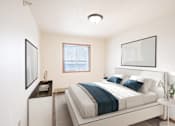 Thumbnail 4 of 17 - A bedroom with a large bed and a window. Fargo, ND Fieldstone Apartments