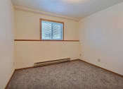 Thumbnail 5 of 10 - an empty room with carpet and a window. Fargo, ND Alden Pines Apartments.