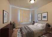 Thumbnail 6 of 44 - a bedroom with a bed and a dresser and a window