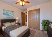 Thumbnail 2 of 25 - a bedroom with a bed and a ceiling fan at France, Fargo North Dakota