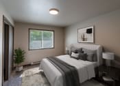 Thumbnail 3 of 24 - a bedroom with a large bed and a window. Fargo, ND Granger Court Apartments