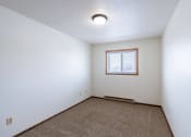 Thumbnail 9 of 14 - a bedroom of an empty house with carpet and a window. Fargo, ND Plumtree Apartments