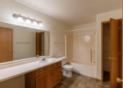 Thumbnail 10 of 20 - a bathroom with a sink toilet and bathtub.  Fargo, ND Sunwood Apartments  | Living and kitchen Fargo, ND Sunwood Apartments
