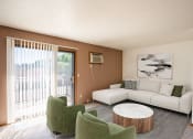 Thumbnail 1 of 13 - a living room with a couch and chairs and a table. Fargo, ND Hunters Run 2 Apartments