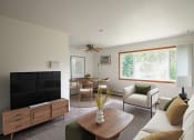 Thumbnail 2 of 11 - a living room with a couch a chair a table and a television. Fargo, ND Luxford Apartments