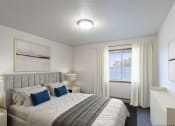 Thumbnail 3 of 31 - a bedroom with a large bed and a window. Fargo, ND Oxford Apartments