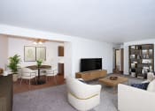 Thumbnail 4 of 22 - a living room and dining room with white furniture and a table. Fargo, ND Pacific Park Apartments
