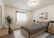 Thumbnail 3 of 11 - Grand Forks, Chandler 1802 Apartments. A bedroom with a bed and two nightstands with a window