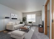 Thumbnail 1 of 14 - a living room with a white couch and a coffee table. Grand Forks Desoto Estates