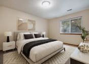 Thumbnail 2 of 10 - Omaha, NE Deerfield Apartments. A bedroom with a bed and two windows