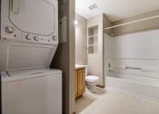 Thumbnail 9 of 10 - Omaha, NE Deerfield Apartment. A bathroom with a washer and dryer