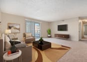 Thumbnail 5 of 34 - Omaha, NE Evergreen Terrace Apartments. A living room filled with furniture and a flat screen tv