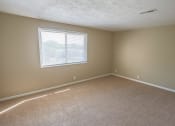 Thumbnail 19 of 34 - an empty living room with a window and carpet. Omaha, NE Evergreen Terrace Apartments