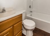 Thumbnail 20 of 23 - Grand Forks, ND Riverwood Apartments. A bathroom with a sink toilet and a shower