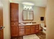 Thumbnail 20 of 21 - a bathroom with a sink and a toilet and a shower. Fargo, ND Wolf Creek Apartments