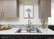 Thumbnail 14 of 43 - a kitchen counter with a sink and a picture on the wall