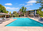 Thumbnail 23 of 42 - a swimming pool with a building in the background