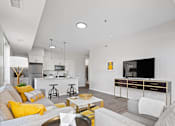 Thumbnail 5 of 50 - Living Room With TV at 23rd Place Apartments, Chicago