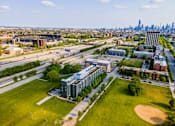 Thumbnail 59 of 59 - an aerial view of the city from a drone