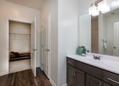 Thumbnail 7 of 44 - a bathroom with a sink and mirror at Ardmore at the Trail, Indian Trail, NC, 28079