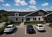 Thumbnail 14 of 35 - A building with the words "Ridge Village" on it is surrounded by parked cars.