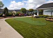 Thumbnail 21 of 35 - A green putting green in a backyard.