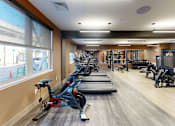 Thumbnail 19 of 35 - A gym with treadmills, elliptical machines, and other exercise equipment at The Standard Apartments, Pennsylvania, 18101