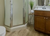 Thumbnail 28 of 31 - Bathroom With Vanity Lights at Pointe North Apartments, Pennsylvania, 18017
