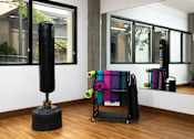 Thumbnail 9 of 38 - a punching bag and other equipment in a room with windows  at The Lady, Columbia, SC