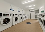Thumbnail 14 of 20 - A row of washing machines in a laundromat.