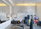 Thumbnail 30 of 50 - a home gym with weights and cardio equipment