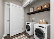 Thumbnail 23 of 58 - A laundry room with a washer and dryer.