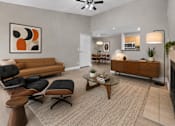 Thumbnail 43 of 87 - Midcentury modern living room with iconic lounge chair at Village Club of Farmington Hills Apartments, Farmington Hills, 48331