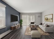 Thumbnail 12 of 34 - a living room with a couch and a coffee table