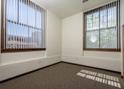 Thumbnail 13 of 19 - A room with two windows and a carpeted floor.