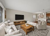 Thumbnail 25 of 42 - Living room, dining, and kitchen of the Duplex at Beach South at the Lake in Robbinsdale, MN