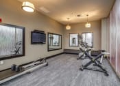 Thumbnail 13 of 25 - the gym at the landing combines exercise equipment with a tv  at The Cosmopolitan, Minnesota, 55101