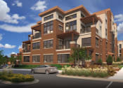 Thumbnail 6 of 22 - a rendering of an apartment building with a car parked in front of it