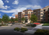 Thumbnail 7 of 22 - a rendering of a parking lot in front of an apartment building