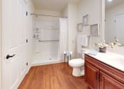 Thumbnail 23 of 28 - a bathroom with a sink toilet and a shower