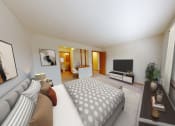 Thumbnail 21 of 21 - a bedroom with a bed and a large window