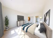 Thumbnail 13 of 22 - a bedroom with a bed and a tv